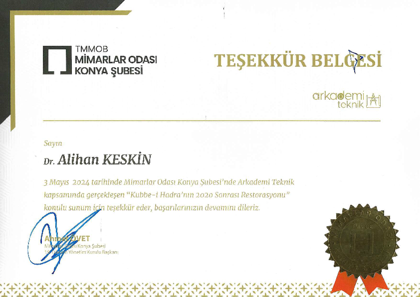 Teşekkür Belgesi